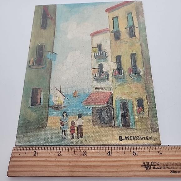 Vintage Still Life unframed oil painting, signed by B. Merriman.  Approx 8" x 6" - Picture 2 of 8